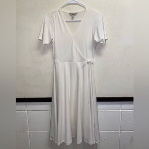 Elegant Cream Wrap Dress